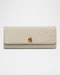 Robbie Ostrich Leather Flap Clutch Bag