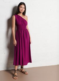 Maison 123 - Robe longue asymétrique en coton - Taille L - Violet