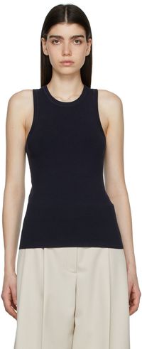 3.1 Phillip Lim Navy Cotton Tank Top