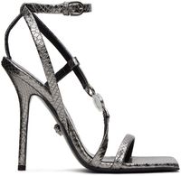 Versace Gunmetal Crystal Medusa '95 Heeled Sandals