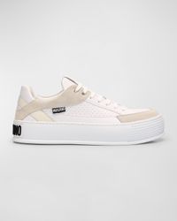 Men's Heel-Logo Leather Low-Top Sneakers