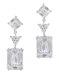 Mixed-Cut Cubic Zirconia 3-Drop Earrings