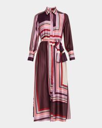 Herminia Geometric Stripe Maxi Shirtdress