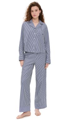 Polo Ralph Lauren Long Sleeve Pajama Set White Cloud x Beacon Blue L