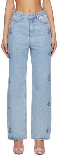 KIMHĒKIM Blue Anchor Stamped Jeans