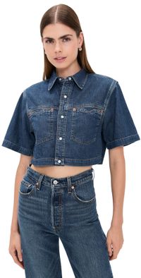 RE/DONE Oversized Crop Shirt Rustic Indigo XS