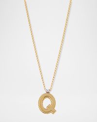 Princess 18K Yellow Gold Diamond Initial Necklace, Q