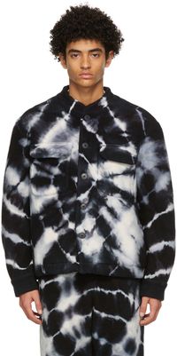 The Elder Statesman Black & White Tie-Dye Cloud Teton Jacket