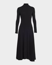 Heart Cutout Turtleneck Long-Sleeve Maxi Dress
