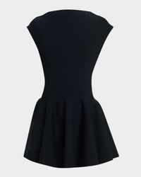 High-Neck Cap-Sleeve Mini Skater Dress
