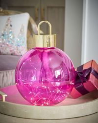 Oblique Fuchsia Glass Tabletop Ornament