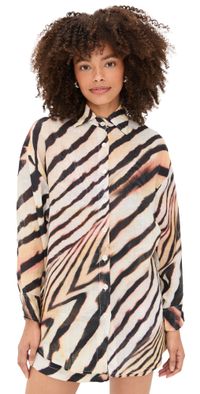 Vitamin A Playa Boyfriend Shirt Shell Stripe S