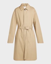 Men's Check-Lined Twill Trench Coat