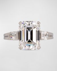 Estate Platinum Emerald Cut Diamond Ring, Size 6