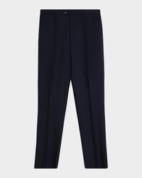 Men's Wool Straight-Leg Pleated Trousers