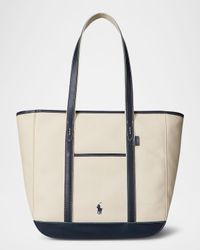 Canvas and Leather Medium Tote Bag