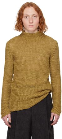 Dries Van Noten Col roulé brun clair en tricot côtelé