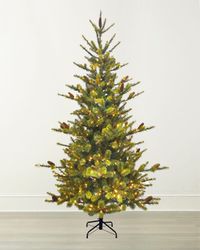 Deluxe Village Mix Pine 7.5' Slim Pre-Lit Christmas Tree