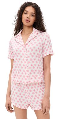 Hill House Home The Paige Pajama Set Doily Heart/Pink S