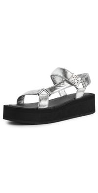 Tory Burch Mellow Platform Sandals Silver/Perfect Black 7.5