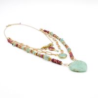 L'atelier Des Dames - Collier multirangs heishi cœur - christelle - Taille Unique - Doré