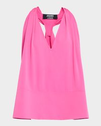 Le Norma V-Neck Gathered Tank Top