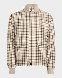 Men's Cashmere Check Hidden-Zip Chore Jacket
