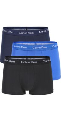 Calvin Klein Underwear Cotton Stretch 3-Pack Low Rise Trunks Black/Blue Shadow/Cobalt Water XL