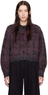 Alexander Wang Cardigan rose et noir en à motif écossais en tricot jacquard