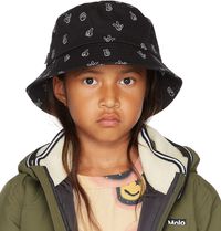 Molo Kids Black Friendly Hands Bucket Hat