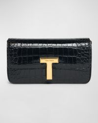 Wallis Stamped Crocodile Leather Mini Chain Shoulder Bag
