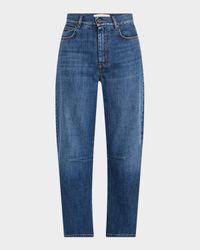 Caprile Cropped Stretch Cotton Barrel Jeans