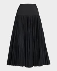 Pleated Poly Taffeta Midi Skirt