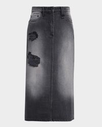 Embellished Denim Kick Back Midi Skirt