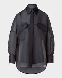 Oversized Button Down Silk Organza Blouse