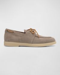 Men's Suede Metal Logo Boat Shoes