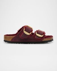 Arizona Leather Shearling Dual-Buckle Slide Sandals
