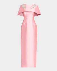 Eve Embellished Capelet Silk Twill Gown