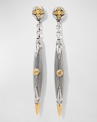 Delos Two-Tone Long Drop Earrings