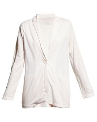 Stretch Linen One-Button Relaxed Boyfriend Blazer