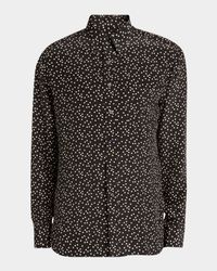Men's Crepe de Chine Polka Dot Sport Shirt