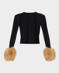 Delaina Mesh Top with Faux Fur Cuffs