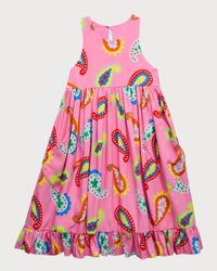 Girl's Graphic Paisley-Print Sleeveless Dress, Size 4-10