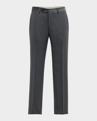Men's Melange Flat-Front Trousers