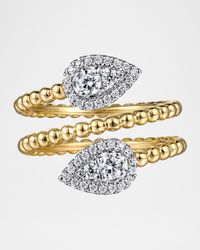 14K White and Yellow Gold Bujukan Wrap Ring with Teardrop Diamonds