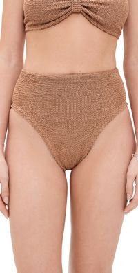 Hunza G High Waist Bikini Bottoms Metallic Cocoa One Size