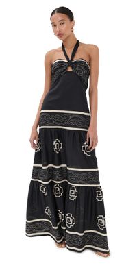 Johanna Ortiz Orilla Del Mar Maxi Dress Black/Ecru M