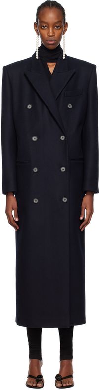 Magda Butrym Navy Double-Breasted Coat