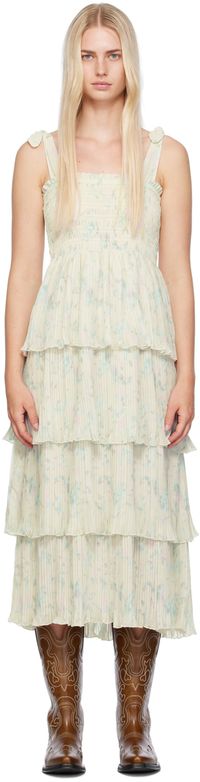 GANNI Green Floral Midi Dress