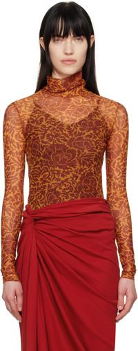 Dries Van Noten Orange Printed Turtleneck